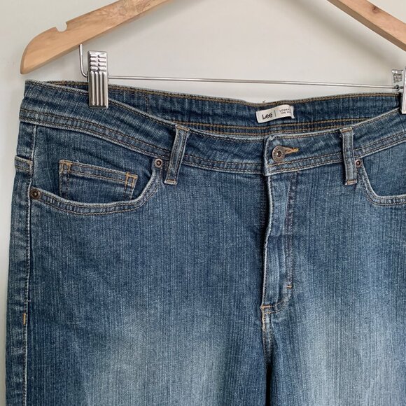 Lee thick denim Straight Leg Cropped Mid Rise Jeans size 16 - Picture 2 of 4